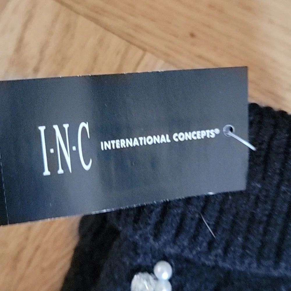 INC International Concepts Black Gloves with Pearl and Rhinestones